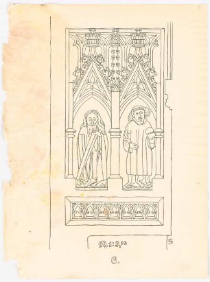 Skizzenheft SS 1902: Chorgestühl in der Liebfrauenkirche, Halberstadt: Detail 1:3,33