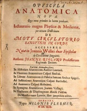 Opuscula anatomica nova