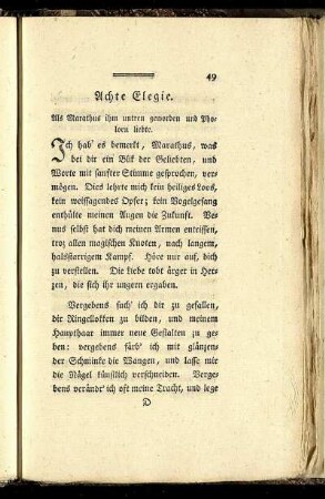Achte Elegie. Als Marathus ihm untreu geworden und Pholoen liebte.
