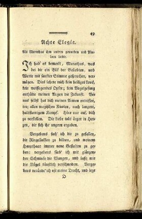Achte Elegie. Als Marathus ihm untreu geworden und Pholoen liebte.