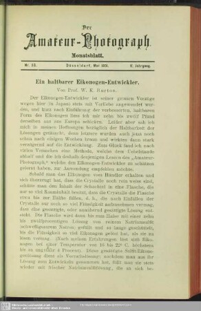 Ein haltbarer Eikonogen-Entwickler