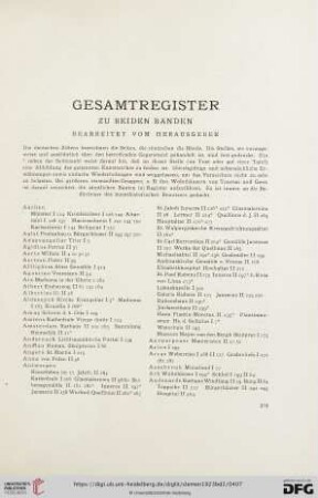 Gesamtregister zu beiden Bänden, bearbeitet vom Herausgeber