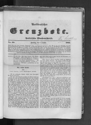 No. 20. Hamburg, den 6. October. 1861.