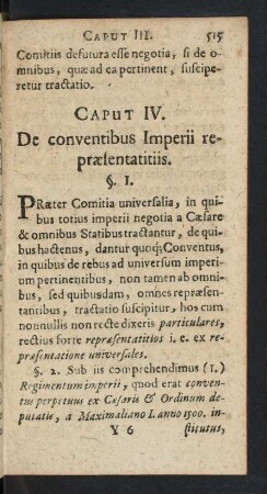 Caput IV. De conventibus Imperii repraesentatitiis.