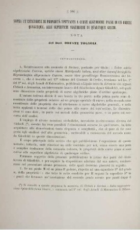 Sopra un' estensione di proprieta spettanti a curve algebriche piane di un ordine qualunque, alle superficie algebriche di qualunque grado.