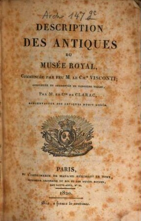 Description des antiques du Musée royal