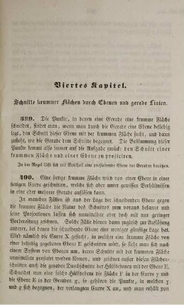 Viertes Kapitel. Schnitte krummer Flächen durch Ebenen und gerade Linien.