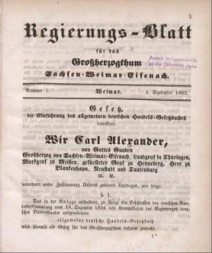 Nr. 1 : 3. September 1862
