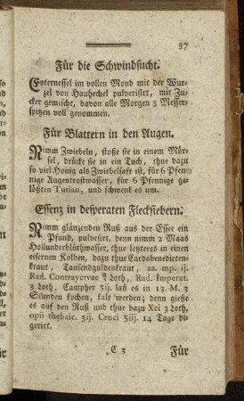 Für die Schwindsucht