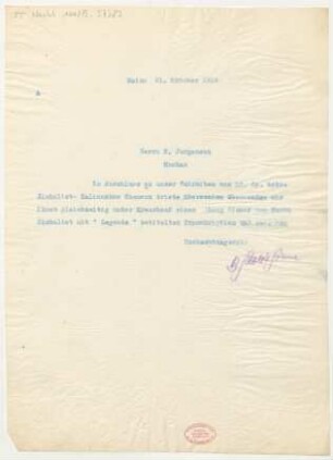 Brief an Peter Iwanowitsch Jürgenson : 21.10.1912