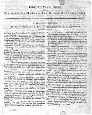 Monatsregister vom December 1808.