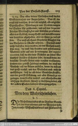 Das X. Capitel. Von dem Wahrscheinlichen