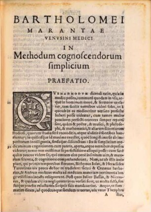 Bartholomei Marantae venvsini medici Methodi cognoscendorvm simplicivm libri tres : cum Indice copioso