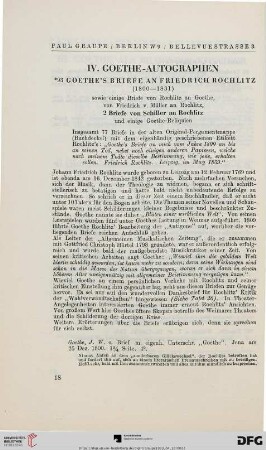 IV. Goethe-Autographien (Nr. 93-117)