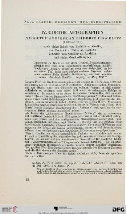 IV. Goethe-Autographien (Nr. 93-117)