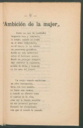 "Ambición de la mujer"