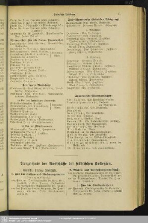 Verzeichnis der Ausschüsse der städtischen Kollegien