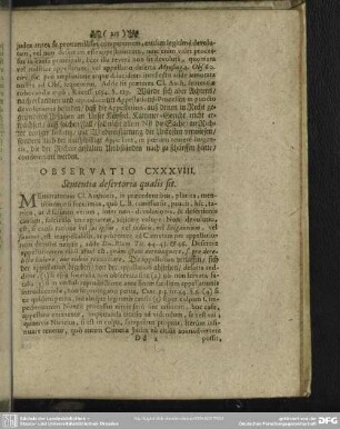 Observatio CXXXVIII. Sententia desertoria qualis sit