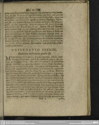 Observatio CXXXVIII. Sententia desertoria qualis sit