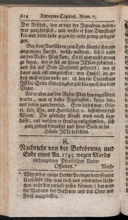 8. 1743. Von einem Preußischen Unter-Officier, so enthauptet worden.