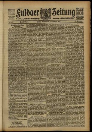 Erste Ausgabe vom Mittwoch, den 06. November 1912.