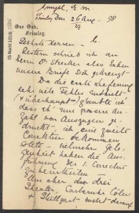 Brief an B. Schott's Söhne : 26.08.1898