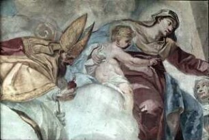Vision des heiligen Nikolaus von Tolentino: Erscheinung der Madonna und des heiligen Augustinus