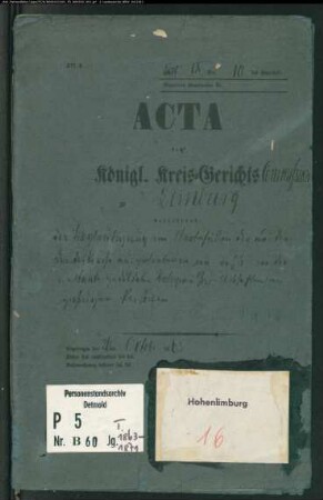Belegakte zu den Zivilstandsregistern der Dissidenten mit den Orten Elsey, Ergste, Letmathe und Limburg (Hohenlimburg) (T 1863-1871)