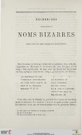 N.S. 10.1864: Recherches sur quelques noms bizarres adoptés par les premiers chrétiens