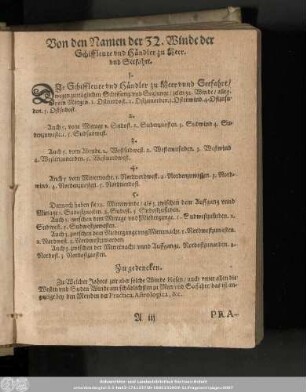 Von den Namen der 32. Winde der Schiffleute und Händler zu Meer. und Seefahrt.