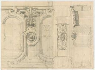 Thiersch, Friedrich von; München; Justizpalast - Geländer in der Zentralhalle 3. OG (Teilansichten, Schnitte)