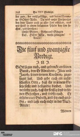 Die fünf und zwantzigste Predigt.
