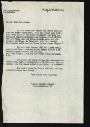 Brief an Georg Kurzinsky, Else Weil 1932