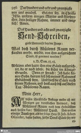 Das Hundert und acht und zwantzigste Send-Schreiben
