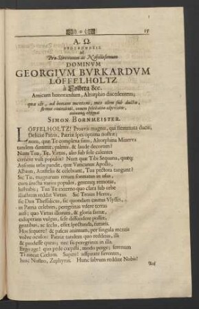 Dominum Georgium Burkardum Löffelholtz ...