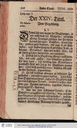 Der XXIV. Titul. Von Bezahlung
