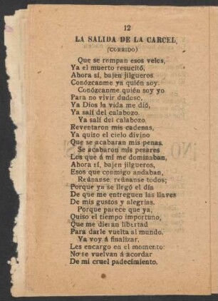 La salida de la cárcel. : (Corrido)