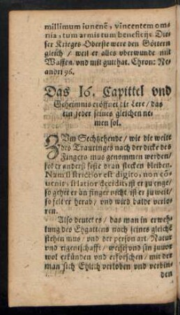 Das 16. Capittel und Geheimnis eröffnet die Lere/ das ein jeder seines gleichen nemen sol.