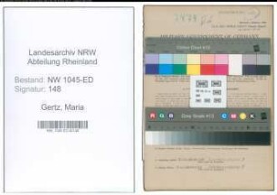 Entnazifizierung Maria Gertz , geb. 30.10.1887 (Lehrerin)