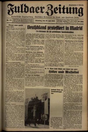 Erste Ausgabe vom Dienstag, den 28. Juli 1936.