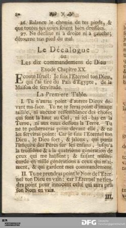 Le Décalogue ou Les dix commandemens de Dieu