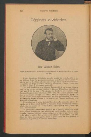 Páginas olvidadas. : [Biografía de] José Caicedo Rojas.