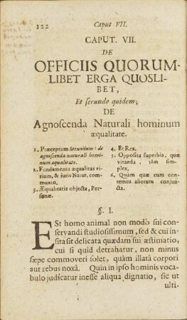 Caput VII. De Officiis Quorum-Libet Erga QuosLibet ... De Agnoscenda Naturali hominum æqualitate