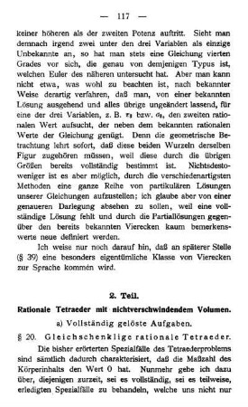 § 21. Rationale Tetraeder mit einer Symmetrieebene