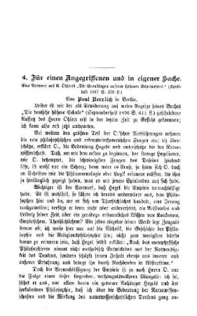 Für einen Angegriffenen und in eigener Sache : Sprechsaal
