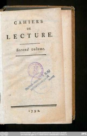 2.1791: Cahiers de lecture