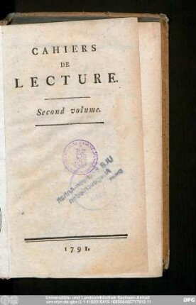 2.1791: Cahiers de lecture