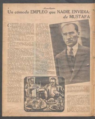 Un cómodo empleo que nadie envidia: el de probador oficial de la cocina de Mustafa Kemal Pasha : Nos habla de él Tirso Robles