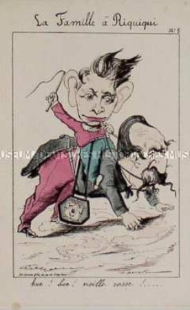 Hue! Hue! Vieille rosse ...- Nr. 5 der Folge La Famille à Riquiqui - Karikatur auf Napoleon III. und Sohn