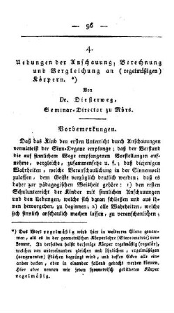 Uebungen der Anschauung, Berechnung und Vergleichung an (regelmäßigen) Körpern